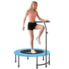 Image of HOMCOM 40" Mini Trampoline, Rebounder Jumper w/ Adjustable Handle, Blue