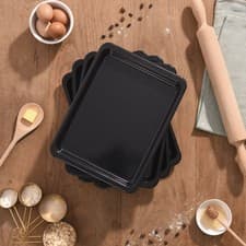 Image of 4Pcs Premium Baking Tray set 35cm Oven sheets Roasting Tin Black Brand new