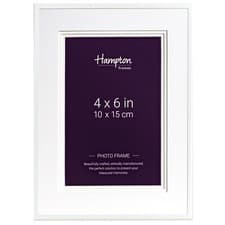 Image of Silver White Photo Picture Frame With 3cm Wide White Mount 4x6 5x7 6x8 8x10