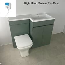 Image of Reed Green Bathroom Combined Furniture 1100mm L Shape Vanity Unit RH LH Basin
