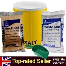 Image of 25L Yellow GRIT BIN with 10KG White Salt or Brown Rock GRIT Salt ICE Snow