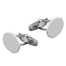 Image of Solid Sterling Silver Oval Cut Cufflink Set Men's 925 Hallmarked British Made