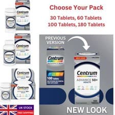 Image of Centrum Advance 50 Plus 50+ Multivitamins & Minerals Tablets 30-60-100-180 UK