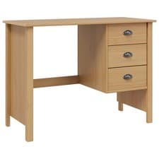 Image of Desk with Drawers with Drawer with Storage Solid Pine Wood Home Office vidaXL