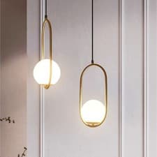 Image of Modern Ceiling Light White Frosted Glass Gold Pendant Light Fixtures Living Room