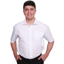 Image of Men Shirt White Short Sleeve Formal Classic Office Men Uniform Wedding Funeral
