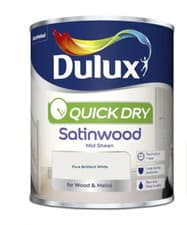 Image of Dulux Quick Dry Satinwood Pure Brilliant White 750ML Wood & Metal FREE POSTAGE