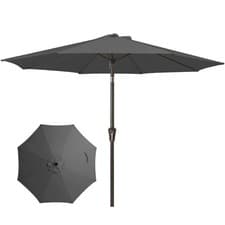 Image of 3m Grey Garden Umbrella with Crank Tilt, Heavy Duty Outdoor Patio Parasol UK