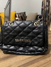 Image of Valentino Medium Black Shoulder Bag Extendable Strap Gold Chain (with Dust Bag)