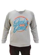 Image of Jack & Jones Mens Printed Sweatshirt Pullover Crew Neck Logo Casual Sweat Top