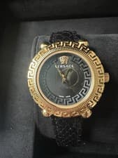 Image of Versace Greca Twist Quartz Watch, Gold, & Black, 35 mm,
