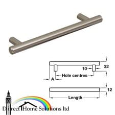 Image of Hafele Barnabus Pull Steel Bar Handle, Stainless Steel Effect, Modern Kitchen