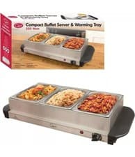 Image of Quest 16520 Compact Buffet Server and Warming Tray / 3 x 1.2L Trays / 200W / Rap