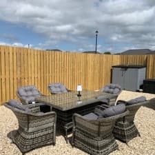 Image of 6 Seater Garden Dining Table and Chairs Outdoor Patio Furniture Set Cushions New