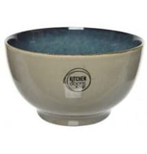 Image of Two Tone Stoneware Bowl, Pasta Bowl, Dinner Desert Bowl Grey Blue Clay Ceramic