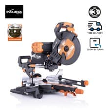 Image of Evolution R255SMS-DB+ 255mm Double Bevel Mitre Saw wood & multi-material blades