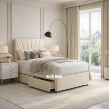 Image of Luxury Plush Velvet Sunrise Divan Bed Storage + Drawers, Small Single & Single