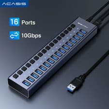 Image of Acasis USB 3.1 Hub 16 / 10 / 7 -Port Splitter w/Switches LED Power Charging