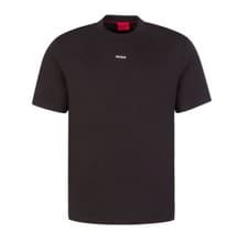 Image of Hugo Mens T-Shirt Dapolino Relaxed Fit Logo Branded Crew Neck Tee in Black