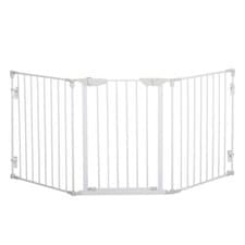Image of PawHut Pet Safety Gate 3 Panels Playpen Metal Fence W/ Walk Through Door White