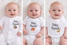 Image of PERSONALISED Unisex babygrow clothing giraffe monkey vest & bib set BABY SHOWER
