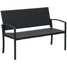 Image of Outsunny Patio Rattan 2 Seater Garden Bench Love Seater Garden Armchair Black