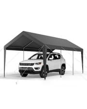 Image of VEVOR Carport Car Canopy 10 x 20 FT Heavy Duty Portable Car Shelter Tent Grey