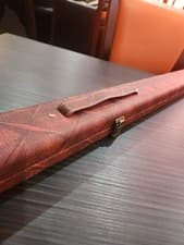 Image of High Quality Red Patterned 3/4 Snooker/ Pool Cue Case with Plastic Ends.