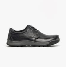 Image of Hush Puppies Tucker Mens Leather Lace-Up Breathable Black Casual Shoes