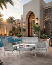 Image of Outdoor 4pcs Rattan Garden Furniture Sofa Set Table Chairs Optional Rain Cover