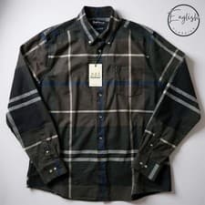 Image of Barbour Dunoon Shirt Men’s Large Graphite Tartan Tailored Fit