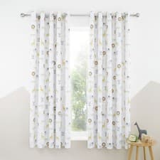 Image of Catherine Lansfield Roarsome Blackout Lined Eyelet Curtains Natural 66x72in Home