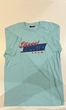 Image of Diesel Men's T-Shirt Small Blue with Logo Short Sleeve Crew Neck Cotton