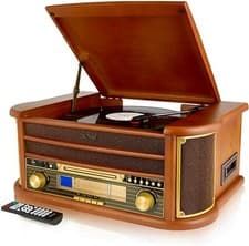 Image of Vinyl Record Player with Speakers CD MP3 FM/AM BT Radio Cassette USB MCR-50BT