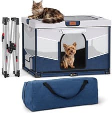 Image of Foldable Puppy Playpen for Small Dogs 81x61x56cm Steel Metal Framed