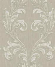 Image of Belgravia Tiffany Scroll Heavyweight Textured Silk Vinyl Wallpaper Beige 41323