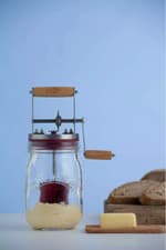 Image of Kilner 1L Glass Butter Churner Manual Easy to Use Homemade Make Fresh Buttermilk