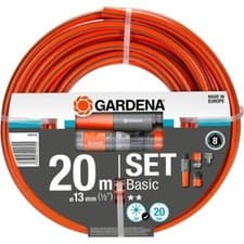 Image of Gardena 13mm Basic Hose With Starter Set - 1/2 Inch - 20 Meters