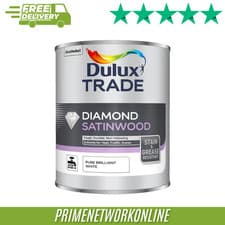 Image of Dulux Trade Diamond Satinwood Metal & Wood Paint – Pure Brilliant White 1L ⭐⭐⭐⭐⭐
