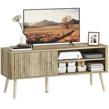 Image of HOMCOM TV Stand Cabinet with Storage for TVs up to 55 Inches, Oak
