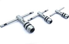 Image of T-Handle Tap Wrench Set Of 3 Pcs Solid Collet Jaws For Tapping & Reaming