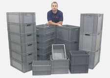 Image of NEW Strong Grey Industrial Quality Plastic Containers Storage Boxes Box Crates