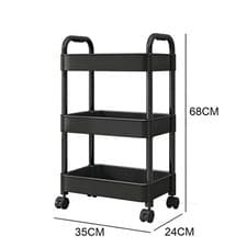 Image of 3 Tier Storage Trolley Cart on Wheels Kitchen Bathroom Laundry Narrow Space Rack