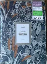Image of Dunelm Audrey Blue Botanical Jacquard Design Eyelet Curtains 90" x 54" Pair