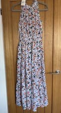 Image of Quiz Orange and Blue Floral Long Summer Dress Brand New Size 8 BNWT