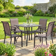 Image of Garden Dining Table and Chairs Set 4 Seater Outdoor Patio Metal Bistro Furniture