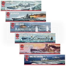 Image of Airfix Vintage Classics Battle Ships 1:600 Model Kits HMS Belfast Hood Ark Royal