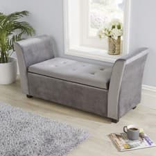 Image of Verona Window Storage Seat Bench Stool Ottoman Deep Button Detail Lift Up Lid