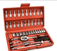 Image of 46 Pieces 1/4" Drive Socket Set&Tool Sets, Ratchet Wrench Set with Bit Socket Se