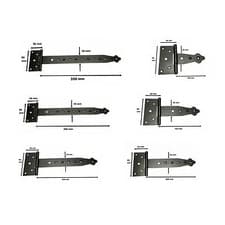 Image of Pair Tee Hinges Black Decorative Heavy Duty Strap T Hinge Door Gate Shed